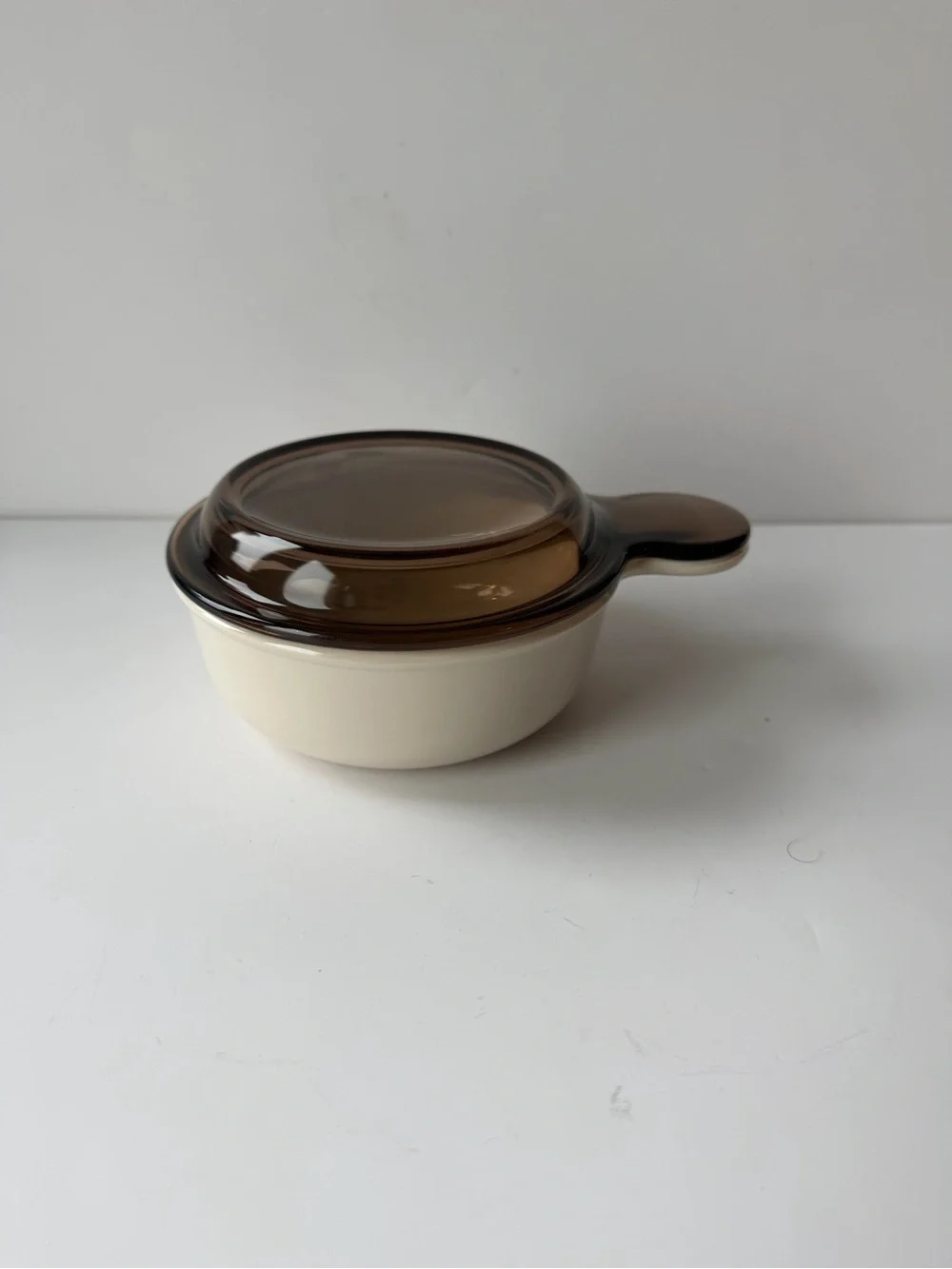 Corning Ware Grab It Bowl Sandstone Ivory Beige Amber Lid Vintage USA P-150-But